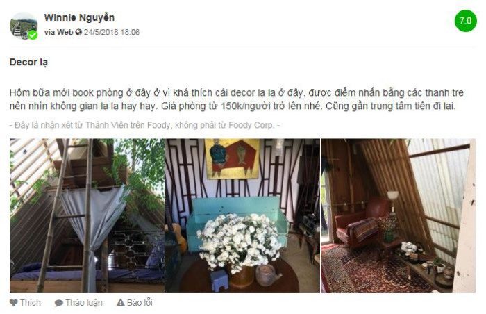 Đánh giá có lơi ích cho Tre homestay